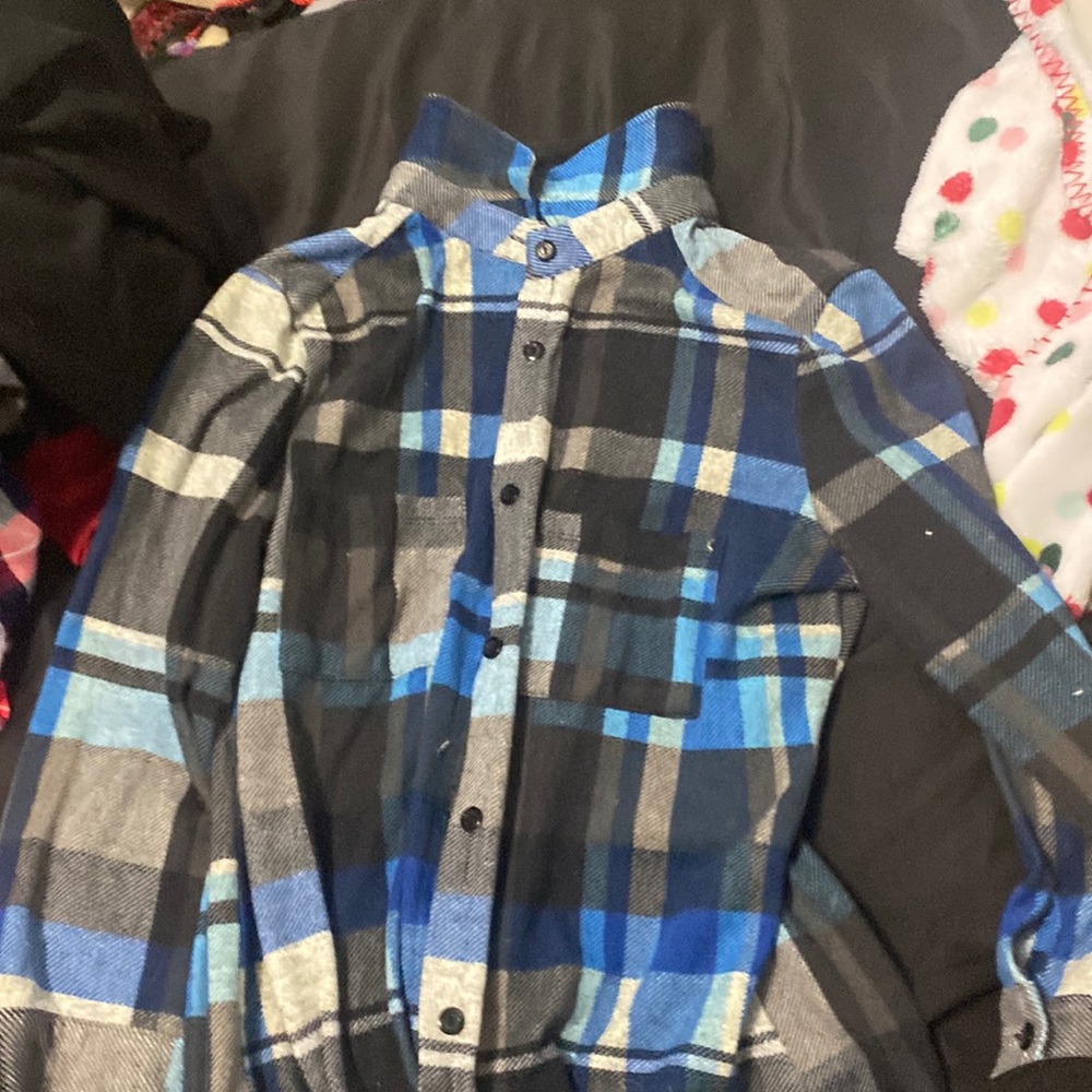 Blue white and black flannel